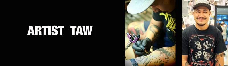 Artist Taw in the studio